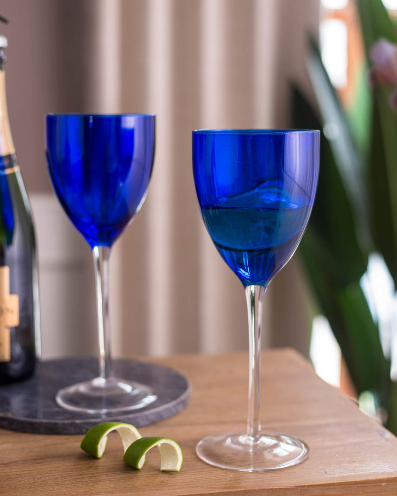 Vintage Cobailt Blue Champagne Glass - Set of 2