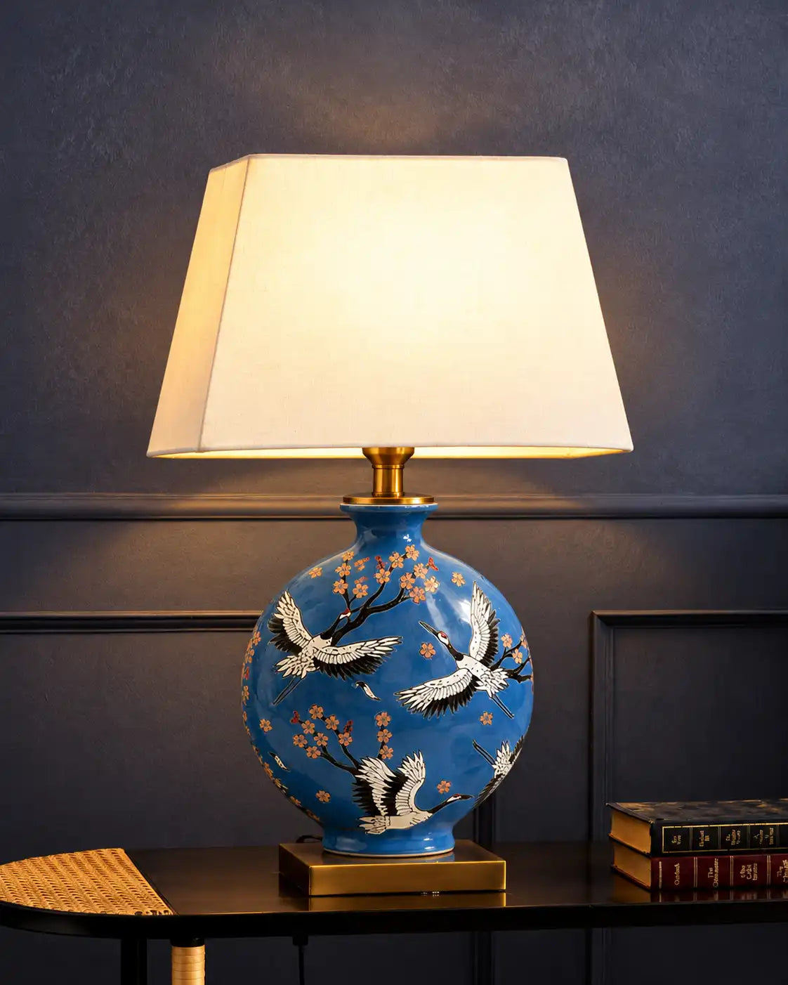 Soaring Cranes Ceramic Table Lamp