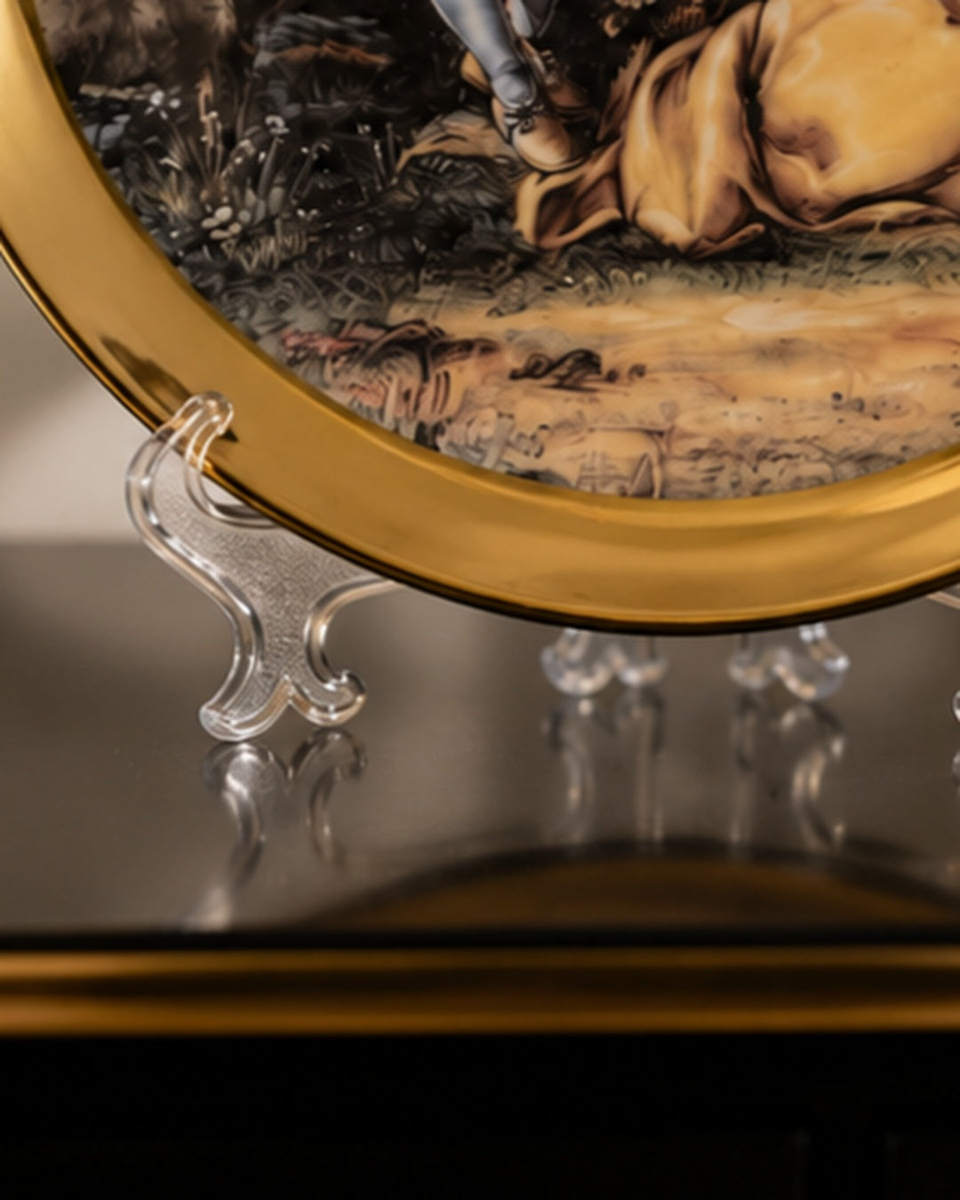 Victorian Elegance Golden Rim Decorative Plates - 27 CM 
