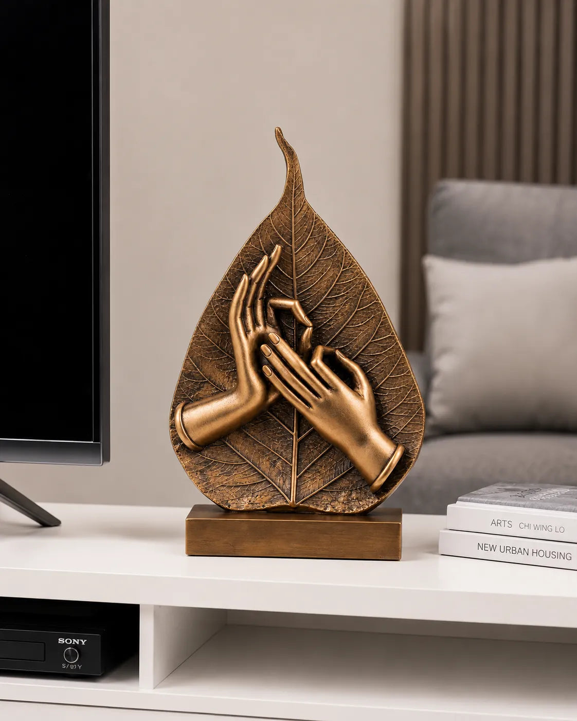 Sacred Hands Leaf Table Top Decor -  Brown