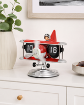 Vintage Pilot Airplane Flip Clock - Red 