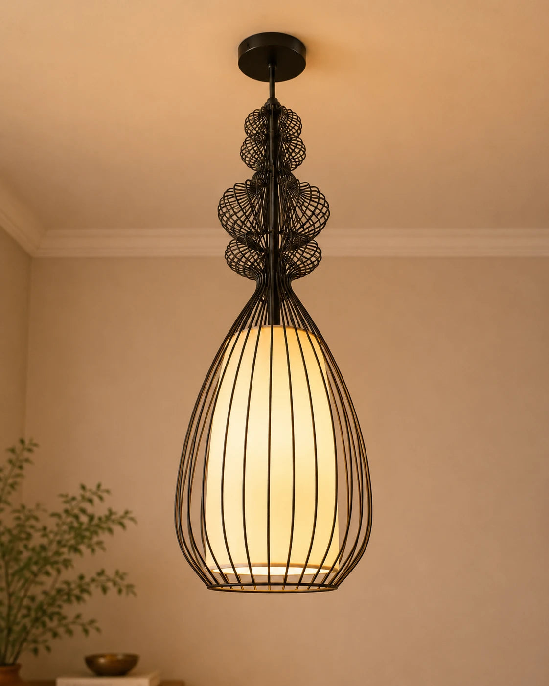 Teardrop Wire Cage Pendant Light 