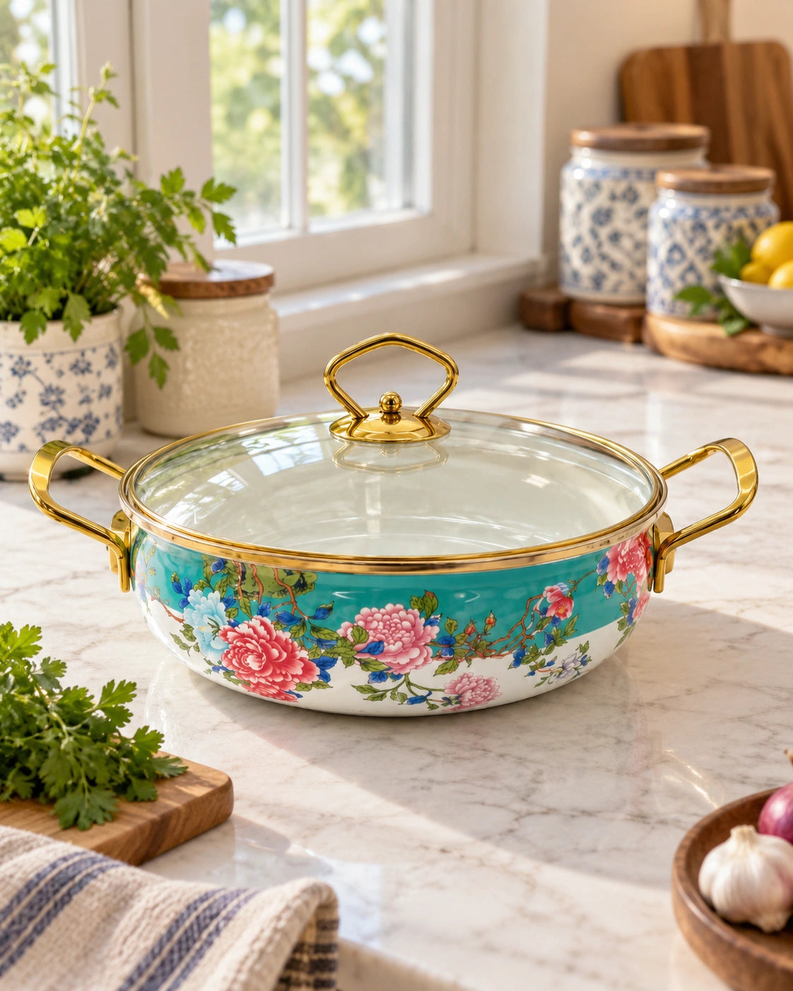 Azure Blossom Serving Casserole