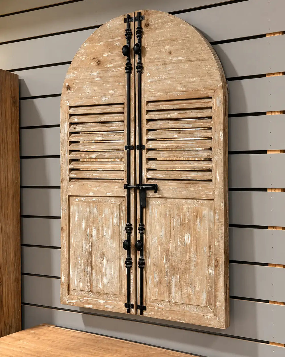 Rustic Arched Shutter Accent Mirror