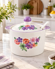 Lavender Petal Casserole With Spoon