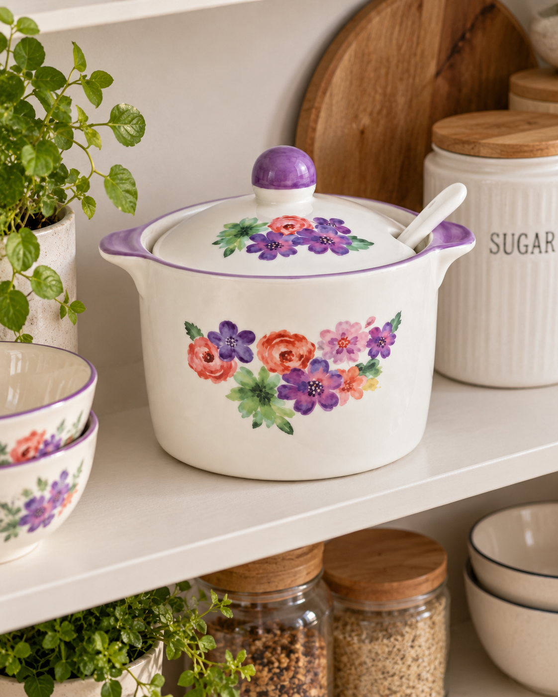 Lavender Petal Casserole With Spoon