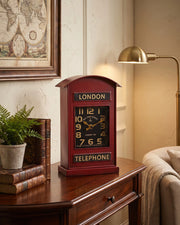 Old Town London Telephone Booth Clock - Red
