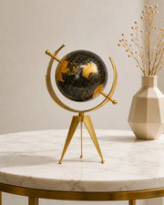 Gilded Midnight Tripod Globe Tabletop Accent