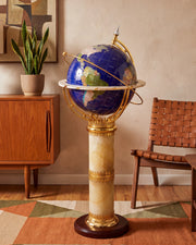 The Imperial Lapis Gemstone Pedestal Globe