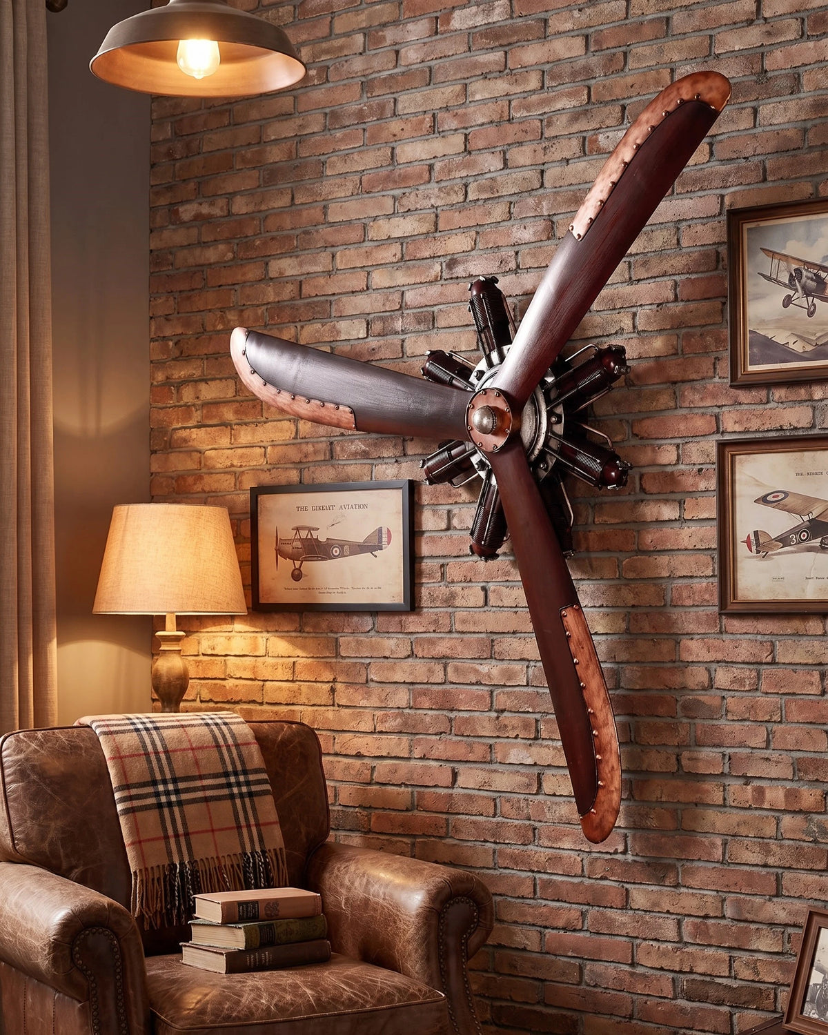 Vintage Radial Engine Propeller Wall Accent