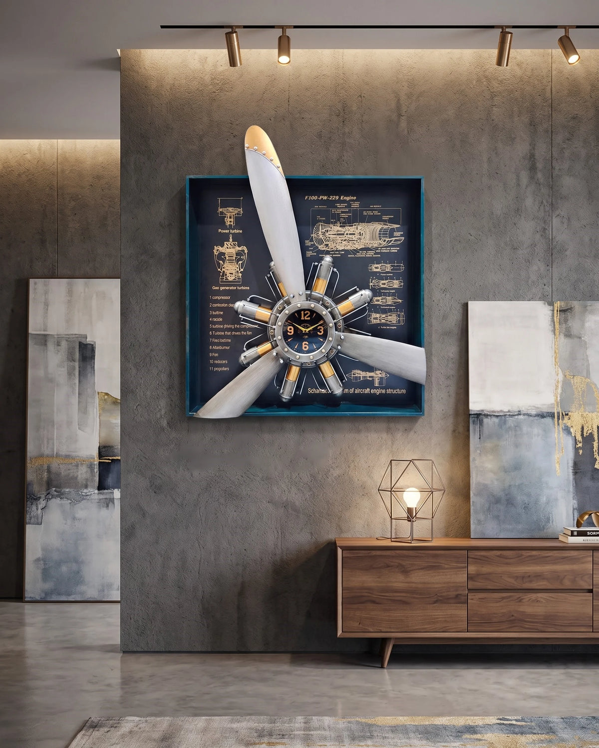 The Aviator’s Blueprint Propeller Wall Clock