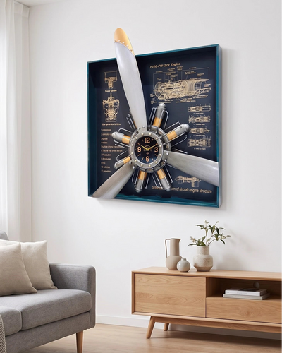 The Aviator’s Blueprint Propeller Wall Clock