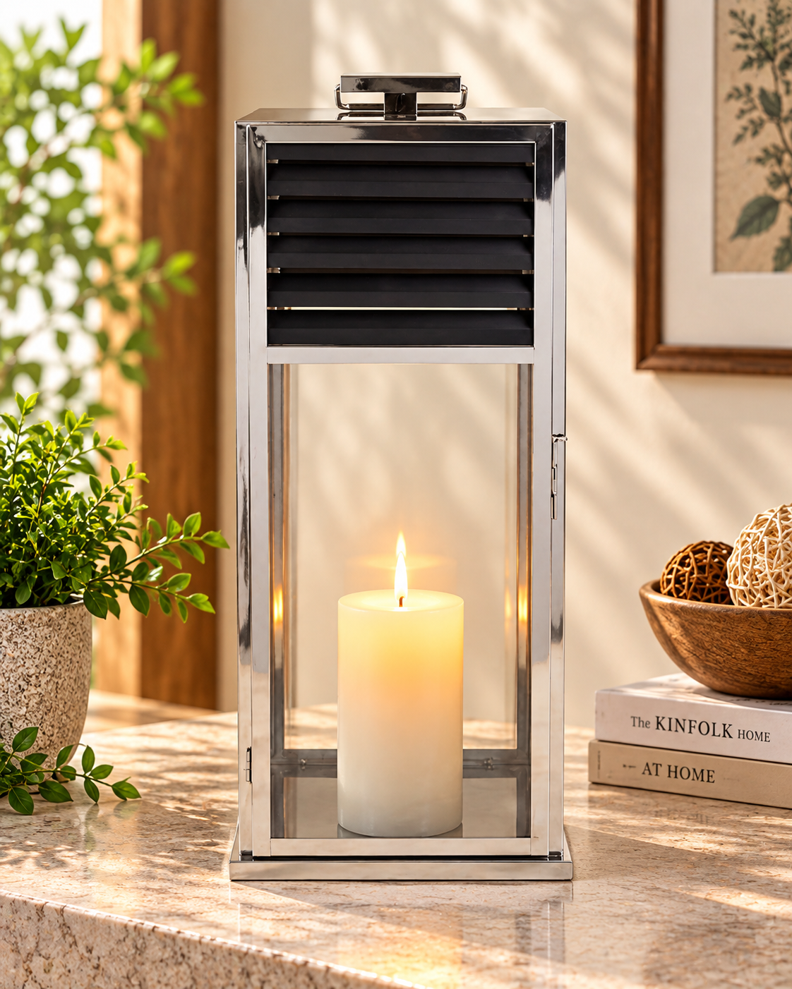 Modern Beam Lantern Candle Holder - Set Of 3