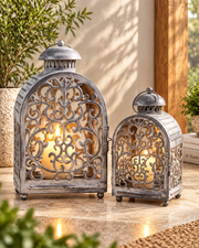 Virelia Ornate Candle Lantern - Set Of 2