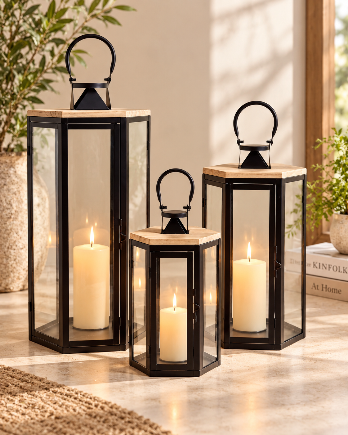 Regal Frame Lantern Candle Holder - Set Of 3
