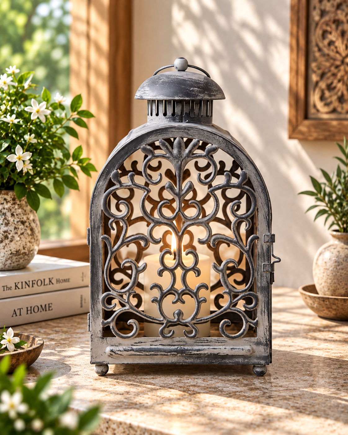 Virelia Ornate Candle Lantern - Set Of 2