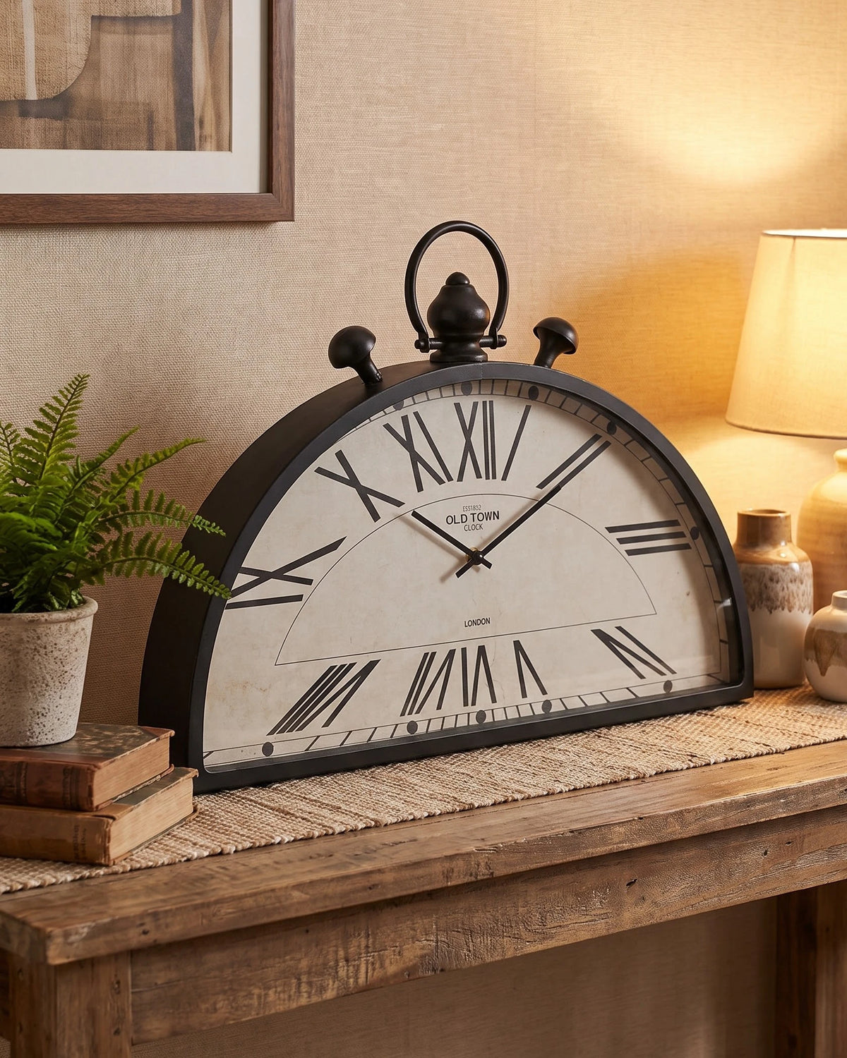 Vintage Half-Moon Old Town Mantel Clock