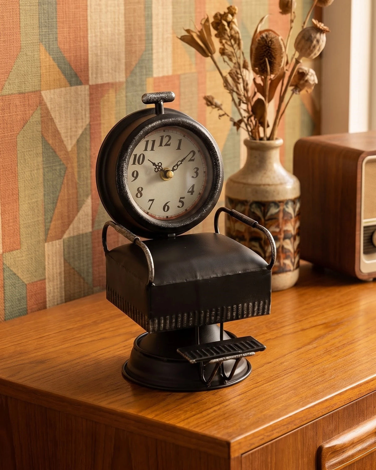 Vintage Barber Chair Desk Clock
