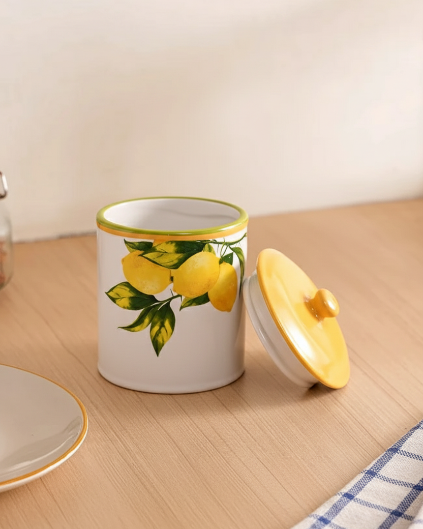 Lemon Orchard Ceramic Jar With Lid 