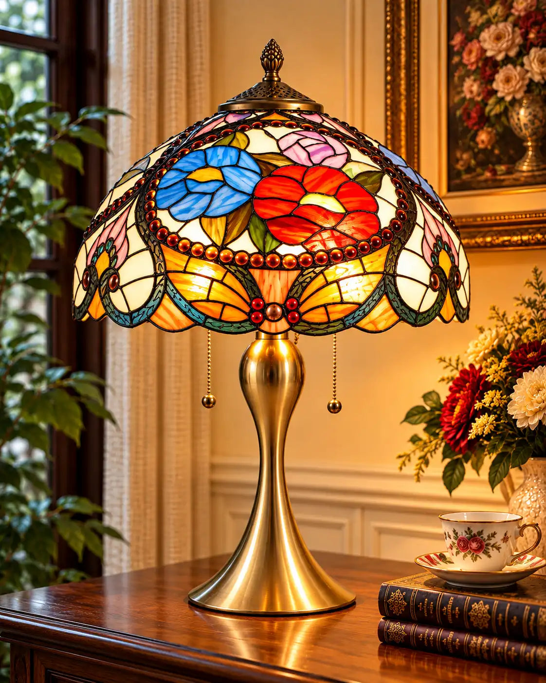 Medallion Floral Tiffany Table Lamp