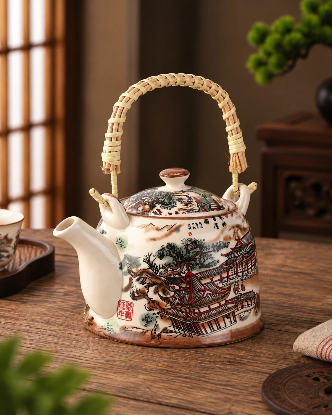 Whispering Pagoda Ceramic Tea Kettle