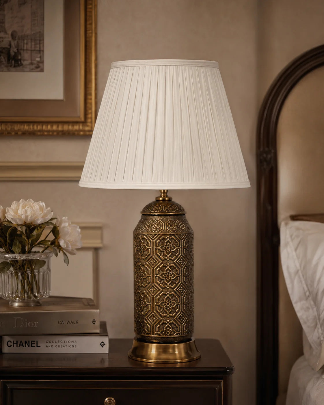 Moroccan Etched Brass Finish Table Lamp 