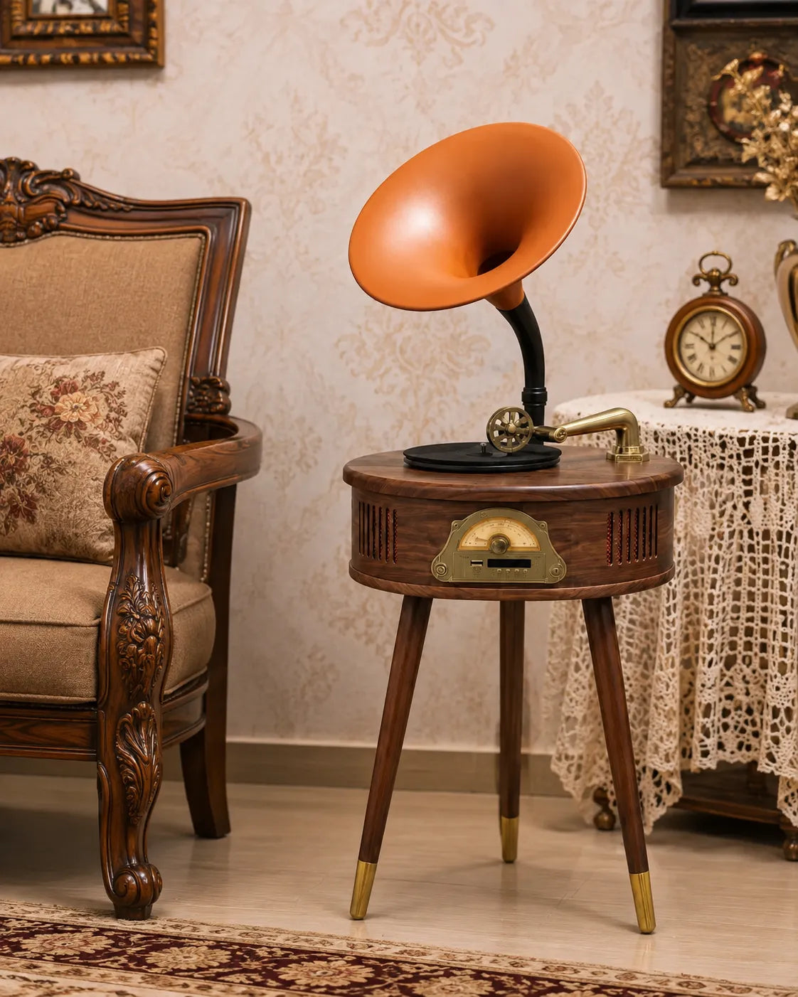 Vintage Gramophone Horn Music Player
