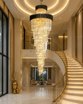Geminus Long Crystal Chandelier - Black 