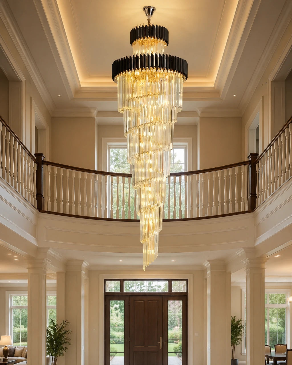 Geminus Long Crystal Chandelier - Black 