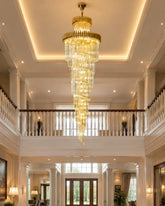 Geminus Long Crystal Chandelier - Gold 