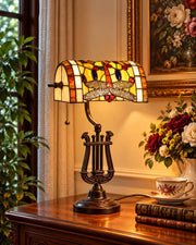 Dragonfly Harp Tiffany Table Lamp