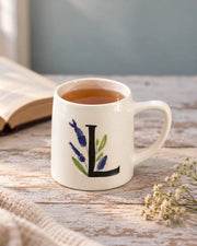 Monogram Letter L Botanical Ceramic Mug