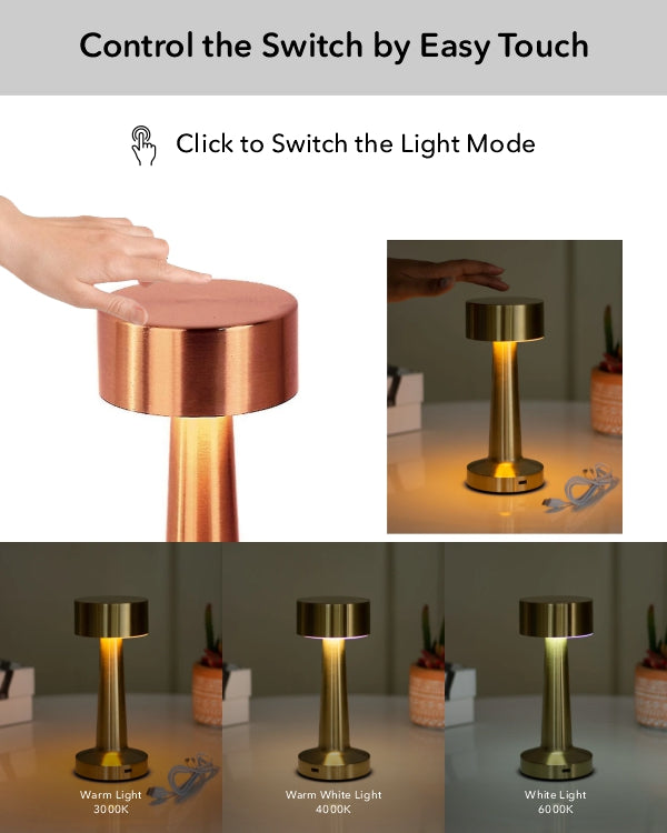 Retro Bar Wireless Touch Table Lamp - Copper