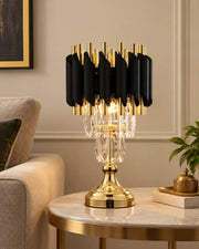 Noir Ribbon-Cuff Crystal Table Lamp