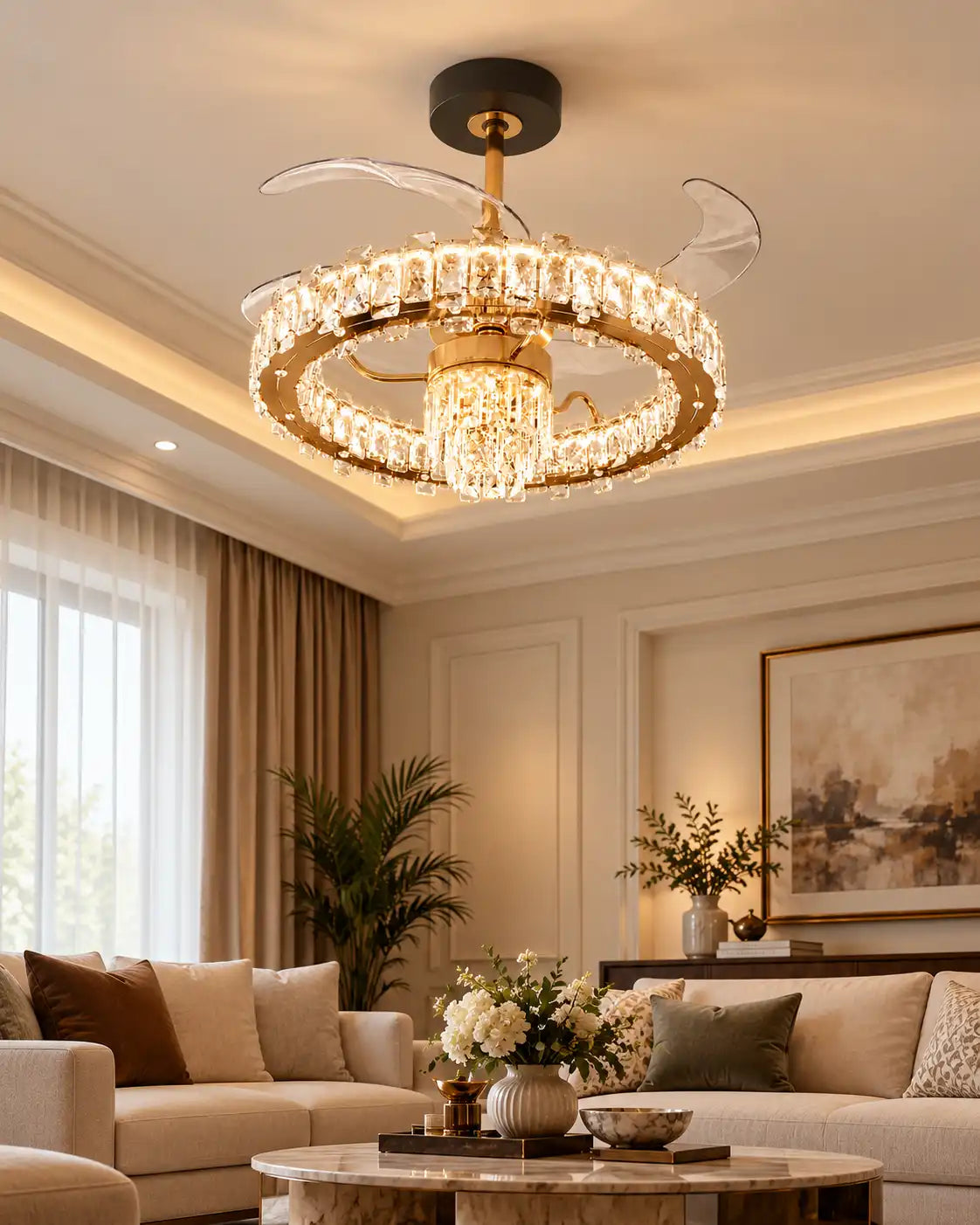 Crystal Arc Radiance Fan Chandelier