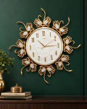 Opulent Crystal Petal Wall Clock