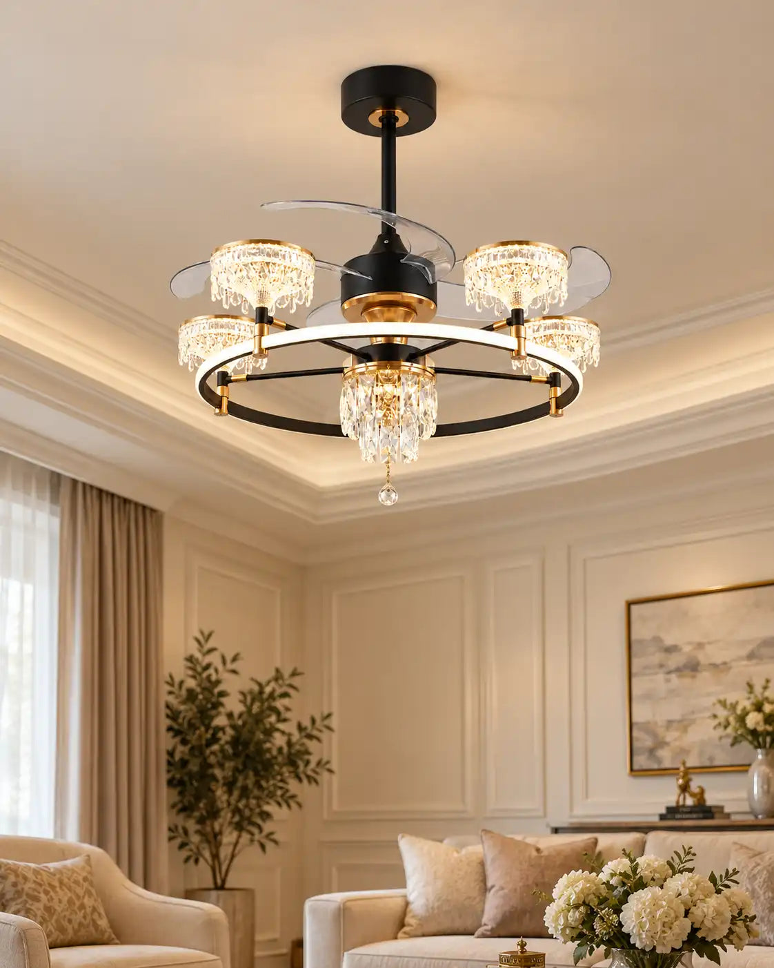 Orbit Arc Ceiling Fan Chandelier