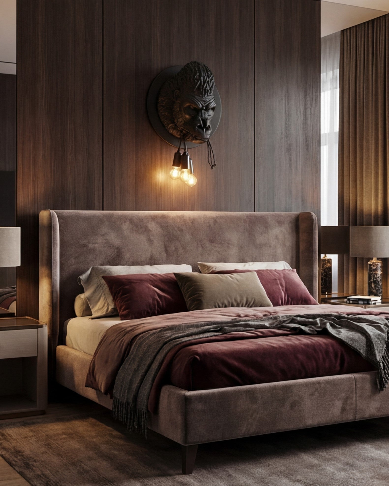 Gorilla Head Wall Light 