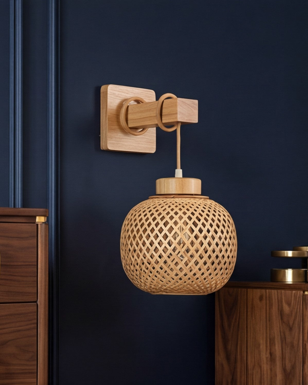 Wooden Basket Wall Light 