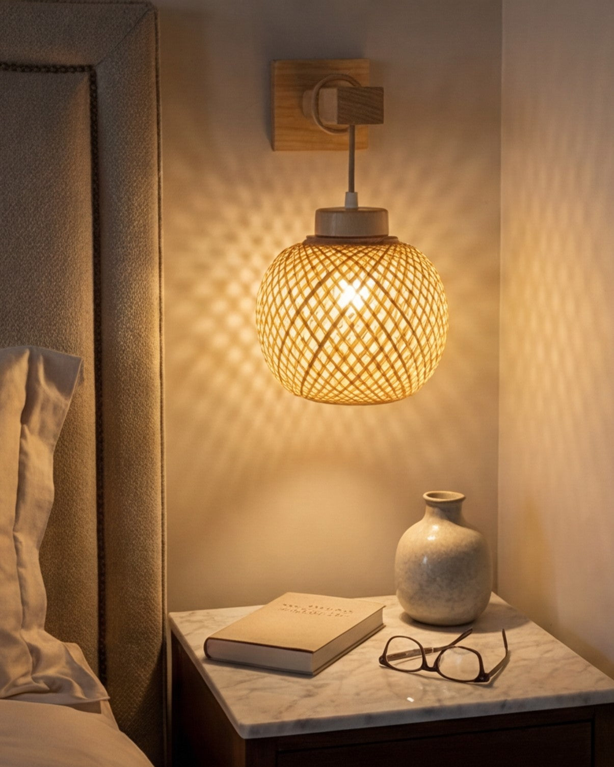 Wooden Basket Wall Light 