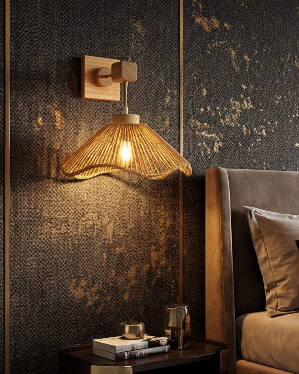 Woven Cane Wall Sconce 