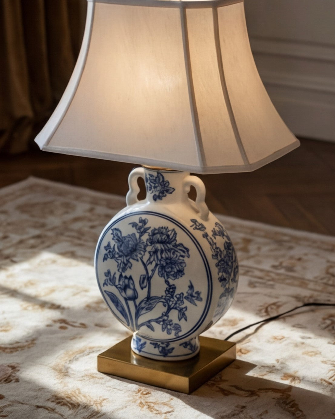 Blue & White Floral Table Lamp 