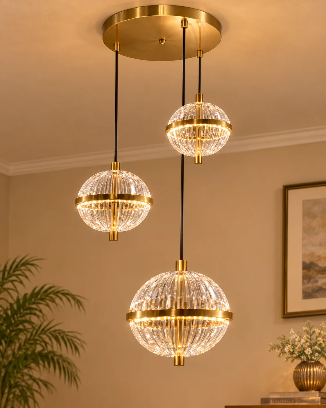 Faceted Crystal Globe Pendant Light