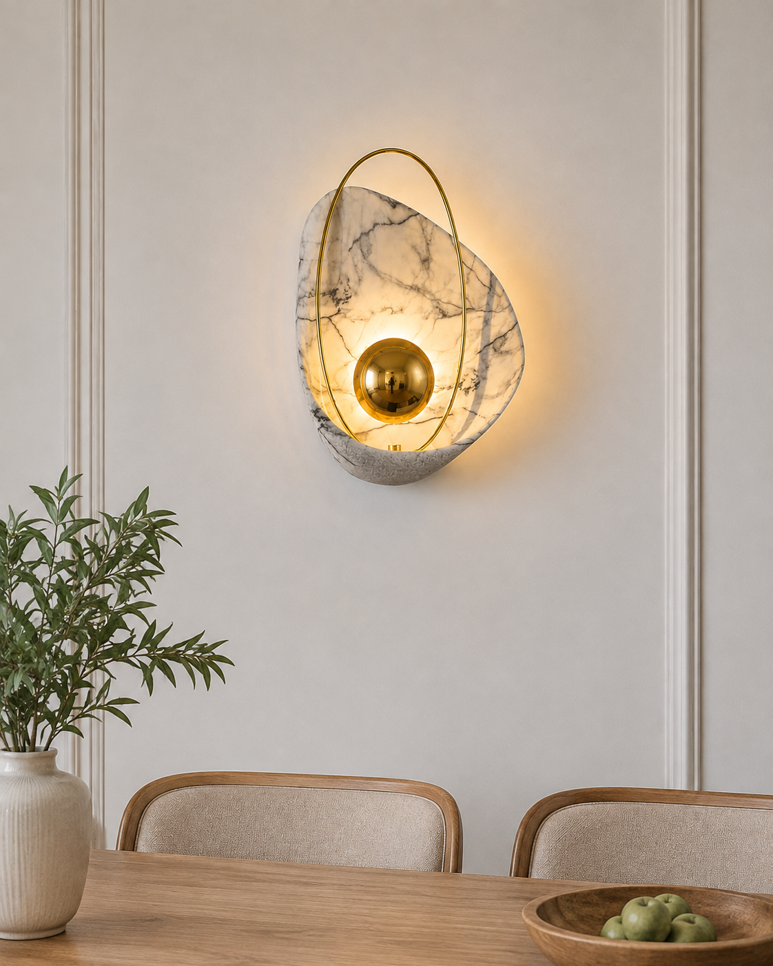 Aurelia Marble Halo Wall Sconce