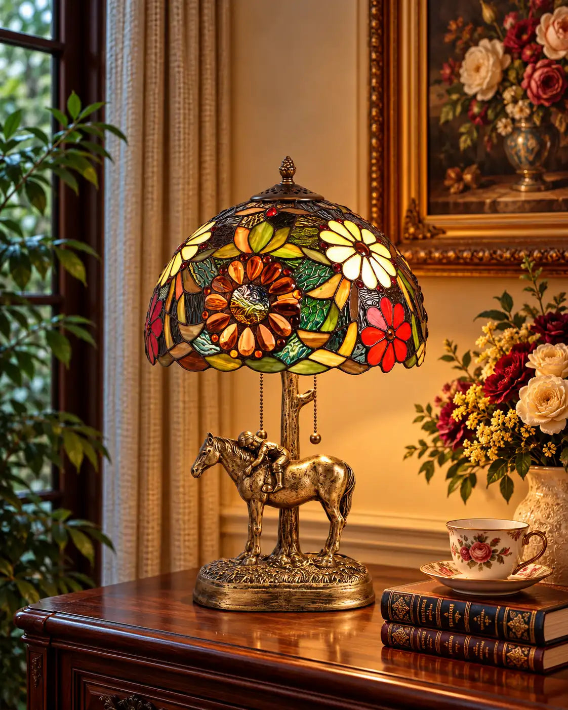 Horse Rider Tiffany Table Lamp