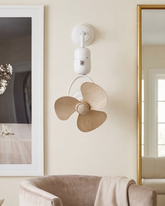 Modern Orbit Wall Mounted Fan - White & Brown 