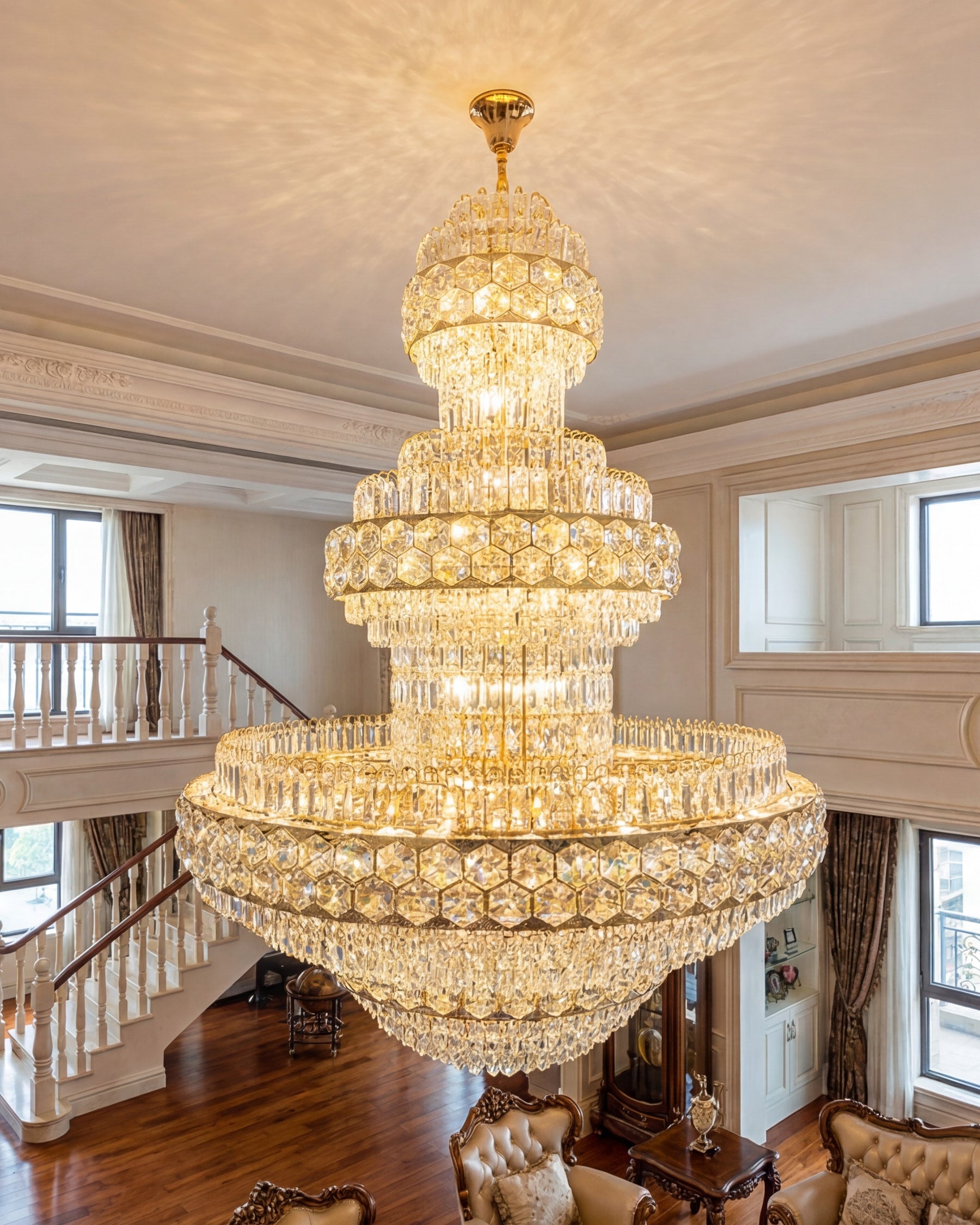 Regalia Crystal Tier Double Height Chandelier 