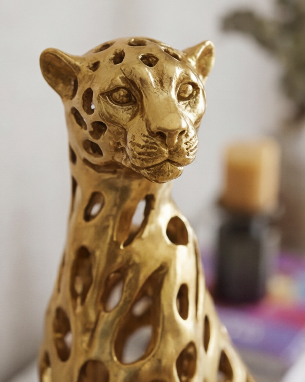 Golden Majesty Decorative Leopard Figurine - Big 