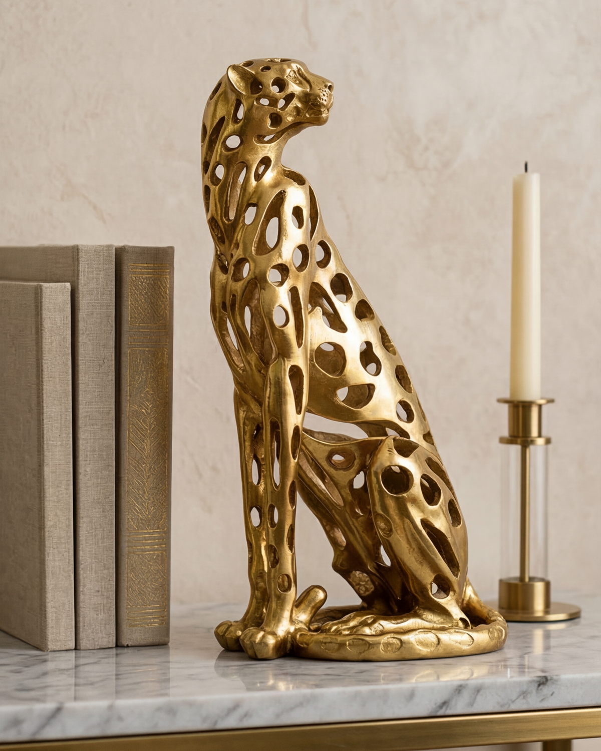 Golden Majesty Decorative Leopard Figurine - Big