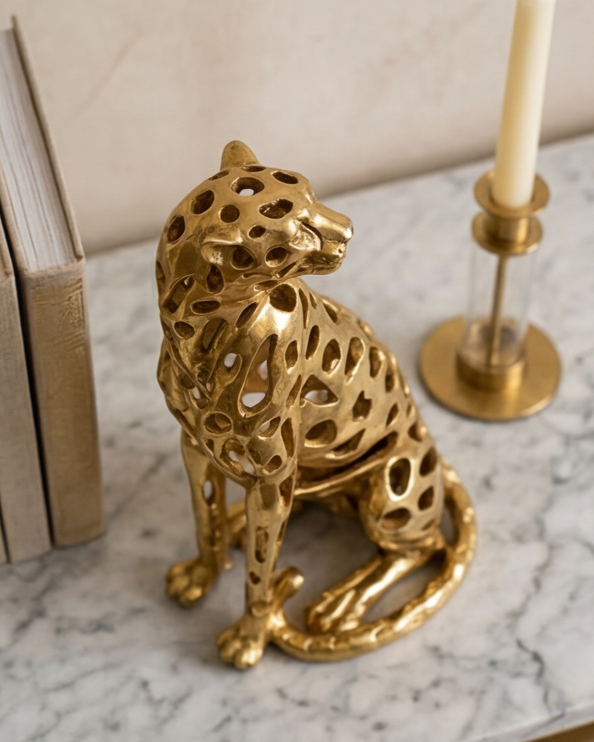 Golden Majesty Decorative Leopard Figurine - Small 